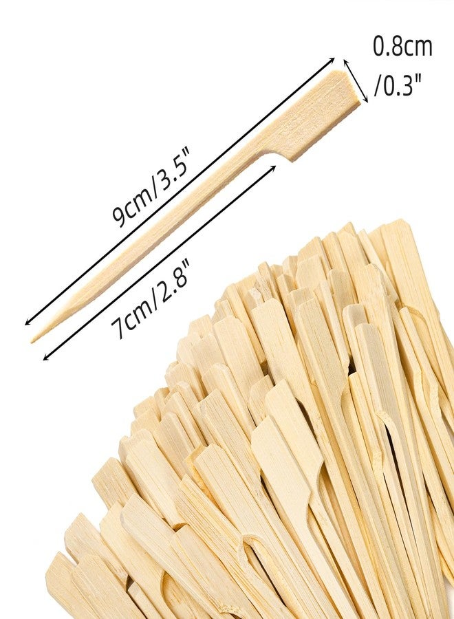 Acshio 2000 Pieces Bamboo Skewers for Appetizers, 3.5 Inch Bamboo Paddle Wood Picks, Wide Flat Natural Cocktail Picks Fruit, Grilling, Appetizers, Sandwich, Barbecue, Snacks - Image 2